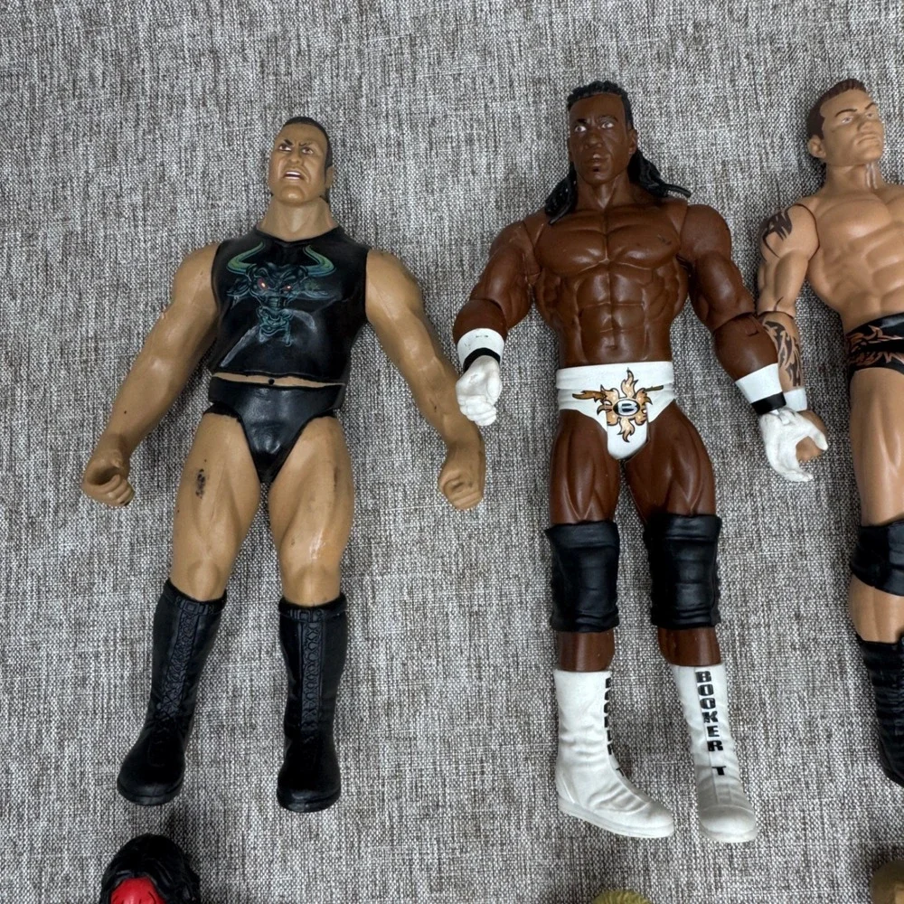 WWE Wrestling Action Figure Lot 8pc The Rock Booker T Randy Orton Kane Edge